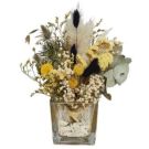 Fleurs séchées vase verre (hauteur 15cm)