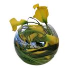 Bouquet de Calla jaune et Feuillage (diam 30cm) 