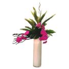 Orchidée parme en vase tube (hauteur 80cm)